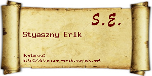 Styaszny Erik névjegykártya